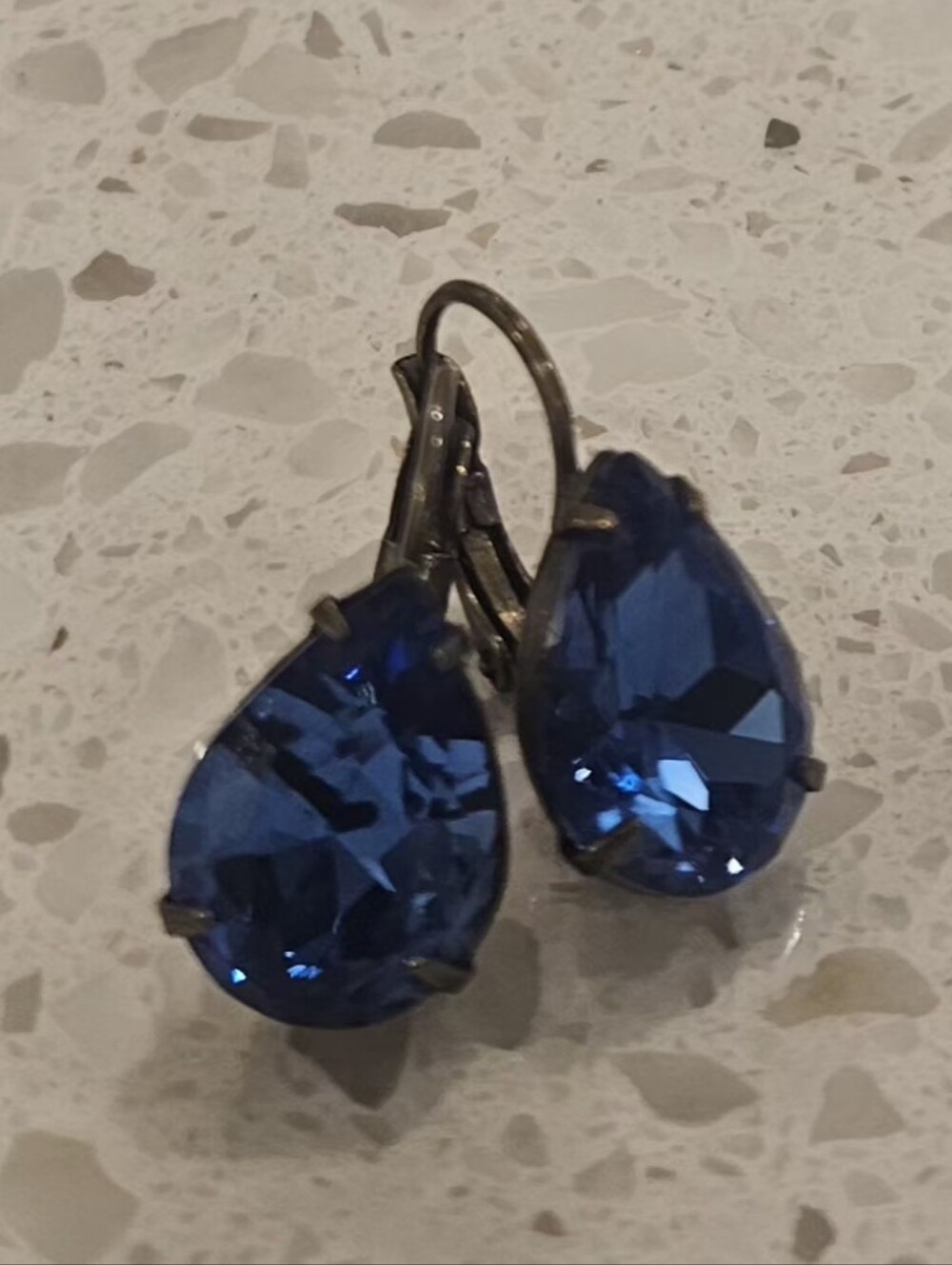 Sorelli Blue Teardrop Crystal Drop Earrings -